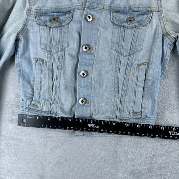 Divided by H&M Cropped Denim Jean Jacket Womens Size 4 Button Front Blue - Picture 8 of 12